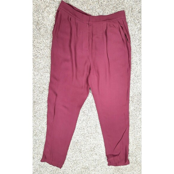 Massimo Dutti Maroon Pockets Straight Leg Dress Pants 100% Viscose Size 10‎ NWT - Picture 1 of 7